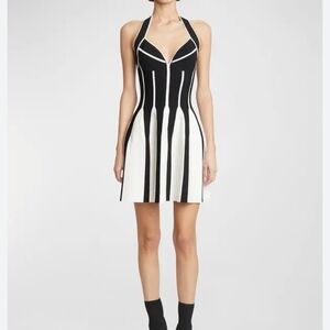 Balmain Black and White Fit and Flare Mini Dress